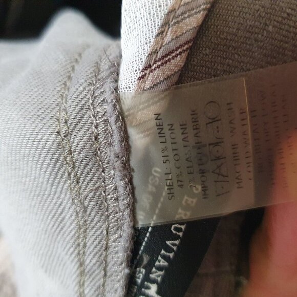 Peruvian Connection Taupe Linen Cotton Blend Womens 2 Cargo Pants Straight Leg - Picture 11 of 11